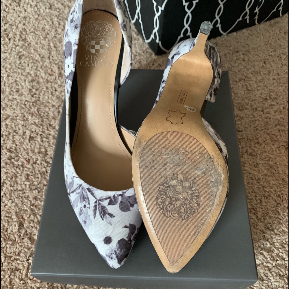 Alfani heels. White with black floral print.